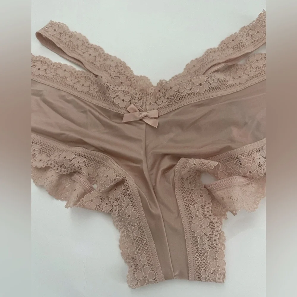 Victoria's Secret Lace-Trim Open Back Satin Cheeky Panty